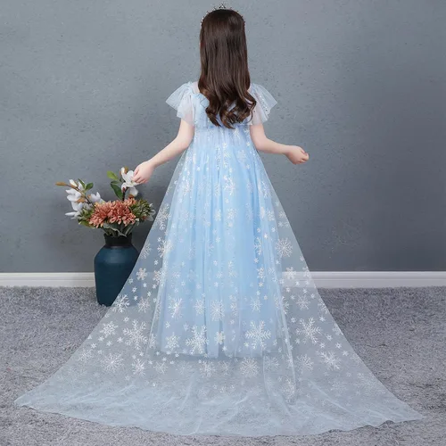 Vista 9 de TSIZFXI Elsa - Vestidos de princesa para niñas, fiesta de cumpleaños con accesorios de 3 a 8 años