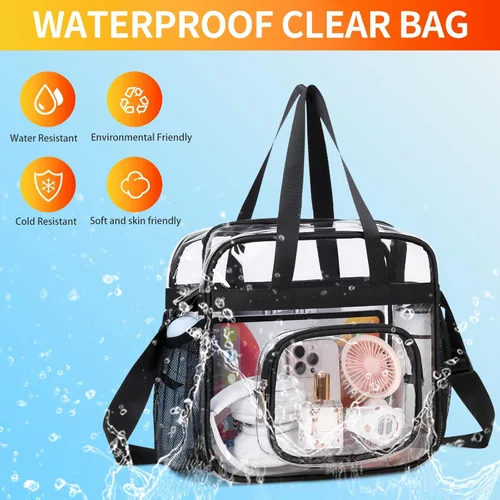 Vista 13 de Bolsas transparentes aprobadas para estadios, bolsa transparente + correa para el hombro, bolsa transparente grande
