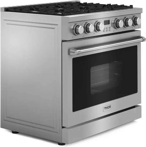 Vista 3 de THOR Kitchen Cocina profesional de gas de 36 pulgadas en acero inoxidable - Modelo ARG36