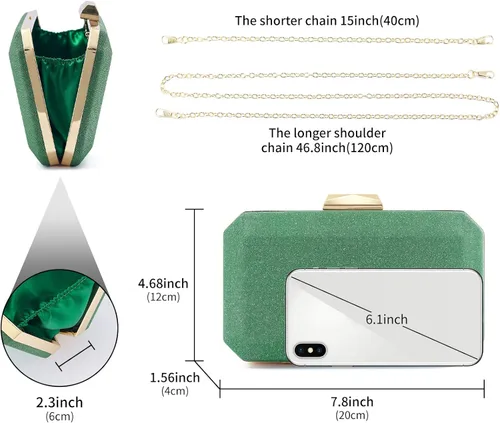 Vista 2 de YAPAIOU Bolso de mano de noche brillante para mujer, bolso de mano con purpurina de diamantes de imitación, bolso de boda, bolso de cóctel y fiesta