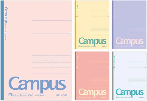 Vista 16 de KOKUYO Cuadernos de composición, paquete de 5 cuadernos Campus Semi-B5 Comp con punto A a rayas de 0.276 in, 30 hojas, cuaderno rayado escolar