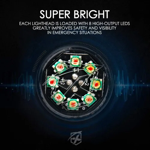 Vista 2 de Xprite - Juego de luces led estroboscópicas ocultas ámbar con 14 patrones de flash, luces estroboscópicas de parrilla para camiones, montaje