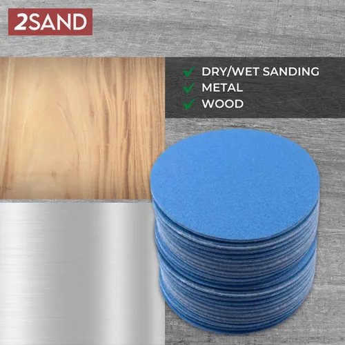 Vista 4 de 2SAND Discos de lijado de gancho y bucle con respaldo de película azul de 2 pulgadas, 100 paquetes (grano 80)