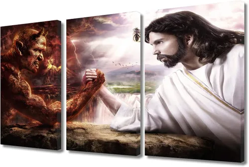 Vista 68 de TUMOVO Decoración de pared de iglesia cristiana de 3 paneles, imágenes de la resurrección de Jesús para sala de estar, dormitorio, cocina