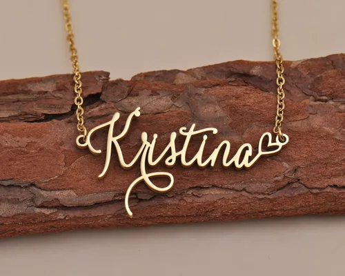 Vista 5 de AIJIAO Collar con nombre personalizado para mujer, regalo de mujer, cualquier nombre, acero inoxidable chapado en oro de 18 quilates y plata de ley