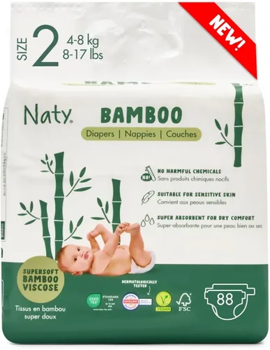 Vista 8 de Naty - Pañales de viscosa de bambú, talla 1 (4-11 libras), 88