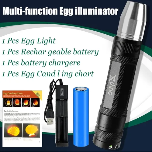 Vista 5 de Probador de velas de huevos USB recargable con luz de vela de huevo Negro