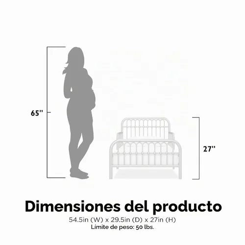 Vista 3 de Little Seeds Monarch Hill Ivy - Cama infantil de metal, color blanco