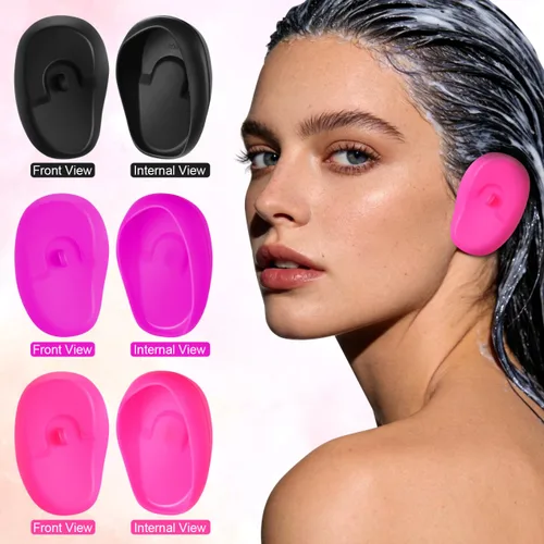 Vista 3 de COHEALI 3 pares de orejeras de silicona para peluquería, protección impermeable para los oídos, para tinte para el cabello, permanente, resaltado