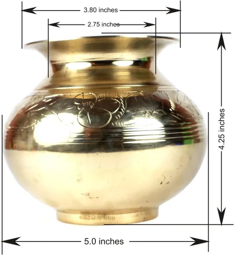 Vista 4 de ASHIRWAD Latón Lota Gadvi Kalash para jarra Puja Arti Pot Matki (1 L)