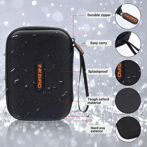 Vista 3 de INKBIRD Funda de transporte de 6.7 x 4.7 x 3 pulgadas para termómetro de parrilla IBT-4XS, IBBQ-4T, IBT-4XC, IBT-4XP - Disco duro protector