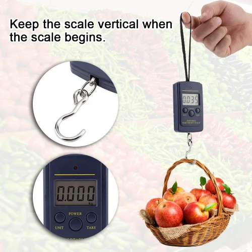 Vista 5 de Balanza digital colgante, báscula electrónica de 88.2 lbs0.35 oz, báscula portátil para equipaje colgante digital con gancho para maleta