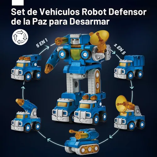 Vista 2 de CubicFun - Juguete de robot-vehículo para desmontar, 5 en 1, juguetes de construcción para niños de 5 años, multicolor 5 in 1 Take Apart Trucks