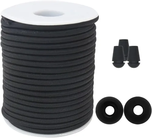 Vista 15 de Cordón elástico delgado negro de 2mm para hacer pulseras, cuerda elástica redonda de 129 pies, cordón para cuentas Pony, hilo elástico