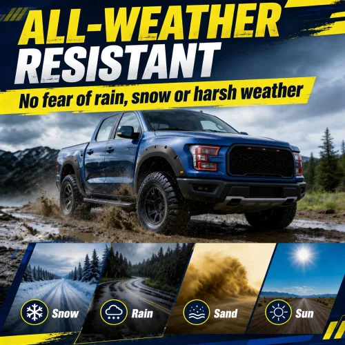 Vista 4 de 4 guardabarros para guardabarros derecho e izquierdo con textura negra de 69.3 pulgadas, estilo remache de bolsillo, compatible con Chevy Silverado