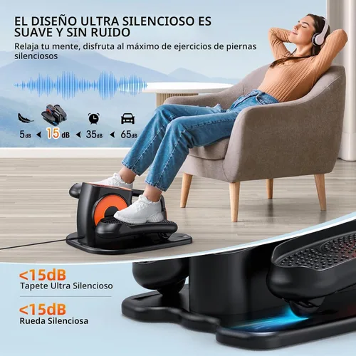 Vista 3 de Under Desk Elliptical Machine, Electric Ellipse Leg Exerciser While Sitting for Seniors, Quiet Portable Elliptical Machine with 12 Adjustable Negro