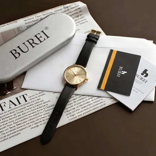 Vista 6 de BUREI Relojes de Pulsera para Mujer, Analógicos, Minimalistas, de Cuero, Cuarzo, Impermeables