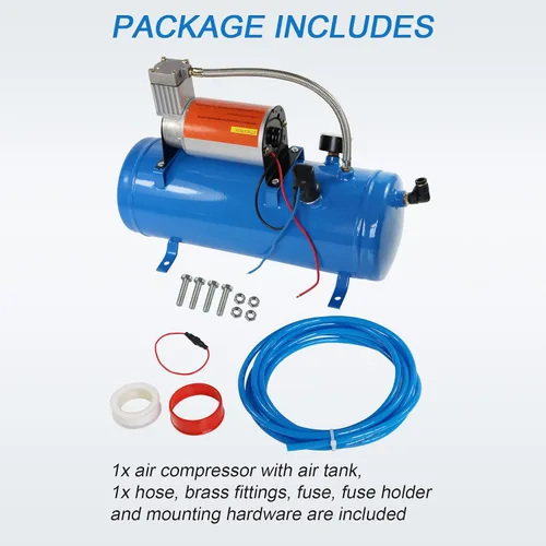 Vista 2 de Nuevo compresor de aire DC 12V de 150PSI con tanque de 6 litros 1.6 galones para bocinas de tren, autocaravanas y neumáticos