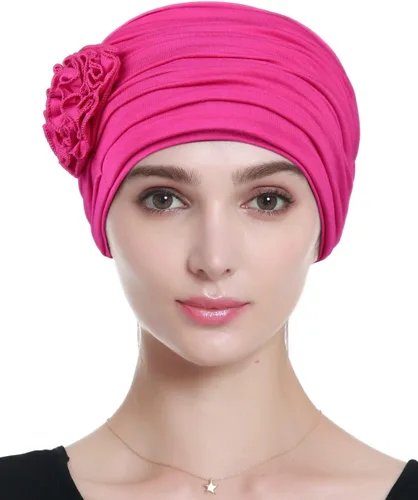 Vista 2 de Alnorm Gorros para la pérdida de cabello de quimioterapia con diseño de flores para mujeres