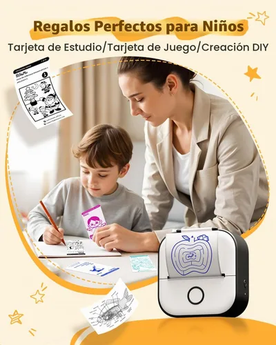 Vista 5 de Memoqueen T02 Mini impresora de etiquetas adhesivas y papel de 3 rollos, color negro