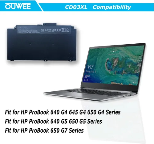 Vista 4 de CD03XL - Batería para portátil compatible con HP ProBook 640 645 650 G4 G5 Series HSTNN-LB8F HSTNN-IB8B HSTNN-UB7K 931702-421 CDO3XL 931702-171