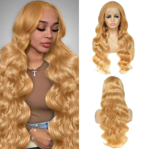 Vista 19 de Pelucas de cabello humano con encaje frontal 613 de 22 pulgadas, cabello humano prearrancado, rubio ondulado, encaje frontal, densidad 210, 613, 13