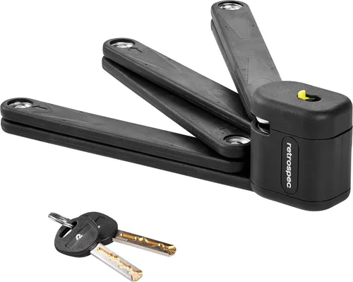 Vista 6 de Retrospec Fortitude - Candado plegable para bicicleta, antirrobo, barras resistentes a cortes de acero recubierto de 0.197 in, bloqueo resistente a