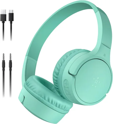 Vista 14 de Belkin SoundForm Mini - Auriculares inalámbricos Bluetooth para niños, batería de 30 horas, límite de volumen seguro de 85 dB, micrófono integrado