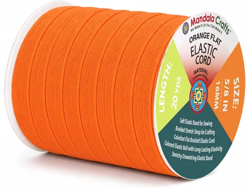 Vista 48 de Mandala Crafts 20 yardas 1/2 pulgada 0.472 in bandas elásticas beige