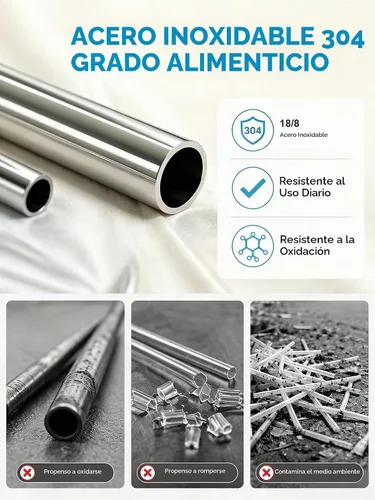 Vista 5 de VEHHE Popotes de metal de acero inoxidable Popotes para beber reutilizables - 10.5" Ultra largo 4 + 1 - Con cepillo de limpieza para vasos de 20/30
