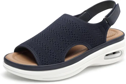 Vista 10 de mysoft Sandalias cómodas para caminar con amortiguación de aire para mujer, zapatos de plataforma de punto transpirable