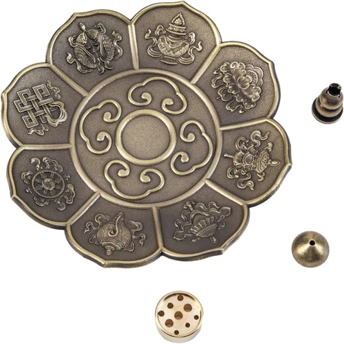 Vista 9 de Juego de soporte para quemador de incienso de cobre, cuenco de cobre martillado para uso en altar, plato de joyería, rituales, incienso, manchas