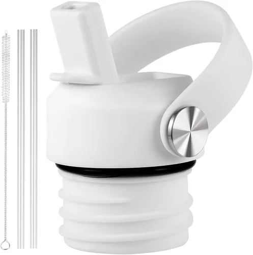Vista 11 de Tapa de popote compatible con botella de agua de boca estándar de 24 onzas y 21 onzas, tapas con popote para botellas de agua Hydroflask, parte
