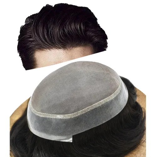 Vista 22 de Toupee For Men Hair Piece Fine Mono Hair System For Men Human Hair Mens Toupee Hair Piece For Men Hair Replacement Protesis Capilar 8x10 Medium