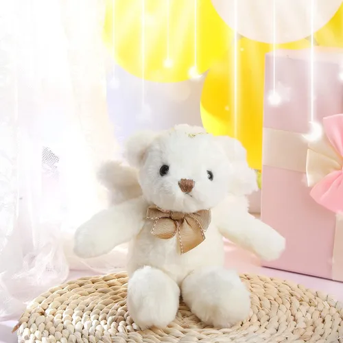 Vista 2 de HyDren Animal de peluche de oso de ángel con alas, muñecas de oso blanco para niños y niñas, regalo de cumpleaños (peluche, clásico)
