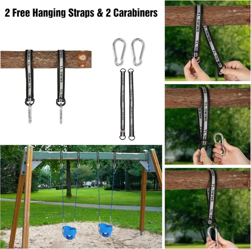 Vista 6 de RedSwing Asiento de Columpio de Cubo con Respaldo Alto para Niños Pequeños con Cadenas Recubiertas, Asiento de Columpio Resistente para Niños