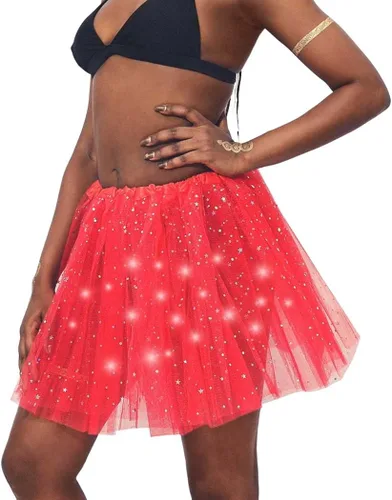 Vista 5 de DRESBE Falda LED para mujer, tutú iluminado, falda de tul brillante, para baile, fiesta, rave, festival, ropa de Halloween