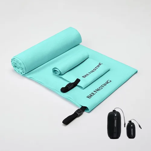 Vista 50 de Bee Nesting Toalla ultraligera de secado rápido – Paquete de 2 toallas de microfibra medianas y pequeñas con bolsillo compacto plegable para viajes
