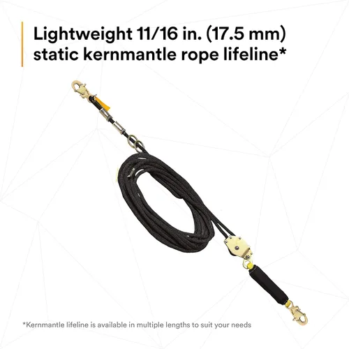 Vista 5 de 3M DBI-SALA Sayfline 7600505 Sistema de línea de vida horizontal, cuerda Kernmantle de 50 pies con tensor, absorbente de energía, dos adaptadores