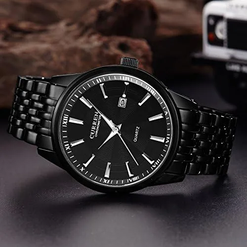 Vista 3 de CURREN Relojes para hombre, de acero inoxidable, analógico, de cuarzo, a la moda, para hombre