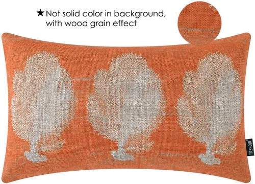 Vista 2 de TRENDIN Funda de almohada coral de 12 x 20 pulgadas, decoración náutica, retro, decoración del hogar, funda de cojín rectangular de lino para sofá