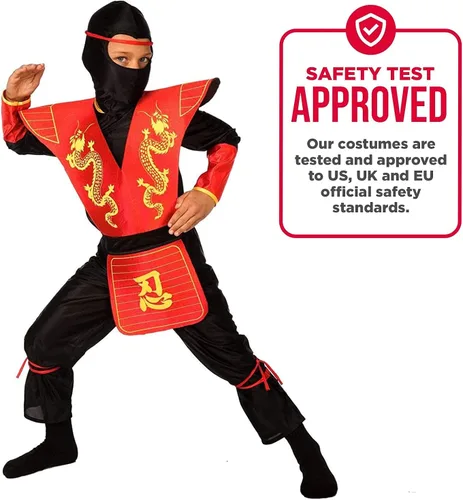 Vista 2 de Disfraz de Ninja para niños de Kung Fu rojo para niños y niñas