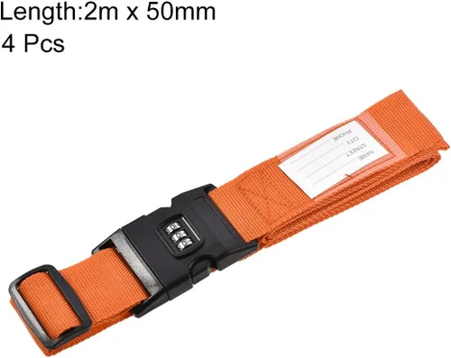 Vista 4 de uxcell Correas de equipaje Cinturones de maleta con hebilla, cerradura de combinación, accesorios de embalaje de viaje ajustables