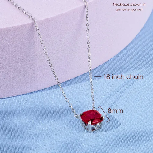 Vista 5 de Nicole Miller Collar de piedra natal de 3 quilates de corte cojín para mujer, collares con colgante de plata de ley 925, cadena ajustable de 18