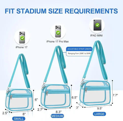 Vista 3 de COK Bolsa transparente para eventos de estadio, bolsas cruzadas para mujeres y hombres, bolso transparente para conciertos y festivales