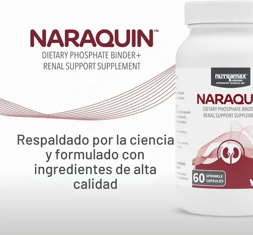 Vista 3 de Nutramax Laboratories NARAQUIN™ Complemento de unión de fosfato dietético + apoyo renal para gatos y perros, 60