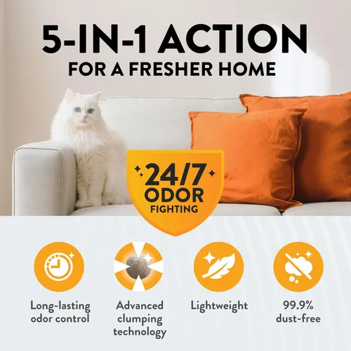 Vista 2 de ARM & HAMMER Hardball Arena Ligera de Platino Multi-Gato Aglomerante para Gatos Control de Olores, Fácil Recogida Sin Desorden, Aroma Flor