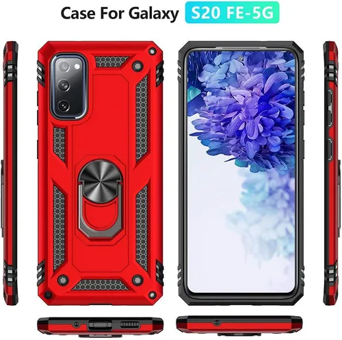 Vista 4 de Funda compatible con Samsung Galaxy S20 FE con protector de pantalla HD, grado militar, prueba de caídas de 16 pies, anillo, a prueba de golpes