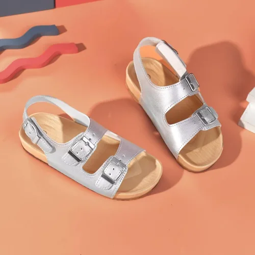 Vista 6 de Sandalias ajustables de doble hebilla para niñas y niños, zapatos de verano ligeros con velcro para niños pequeños y grandes