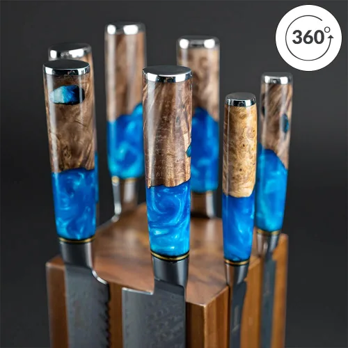 Vista 4 de SENKEN - Bloque magnético giratorio para cuchillos sin cuchillos, madera dura de acacia natural, rotación de 360 grados, imanes de neodimio ultra